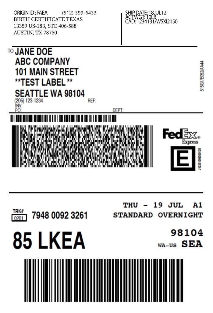 FedEx Prepaid Shipping Label