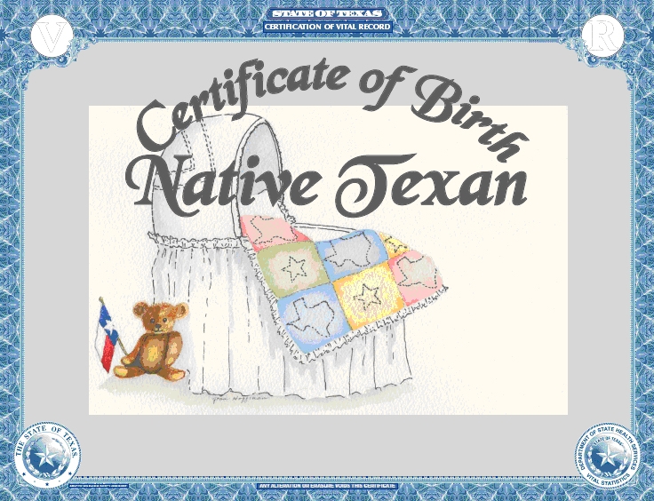 Texas Birth Certificate Heirloom Bassinet