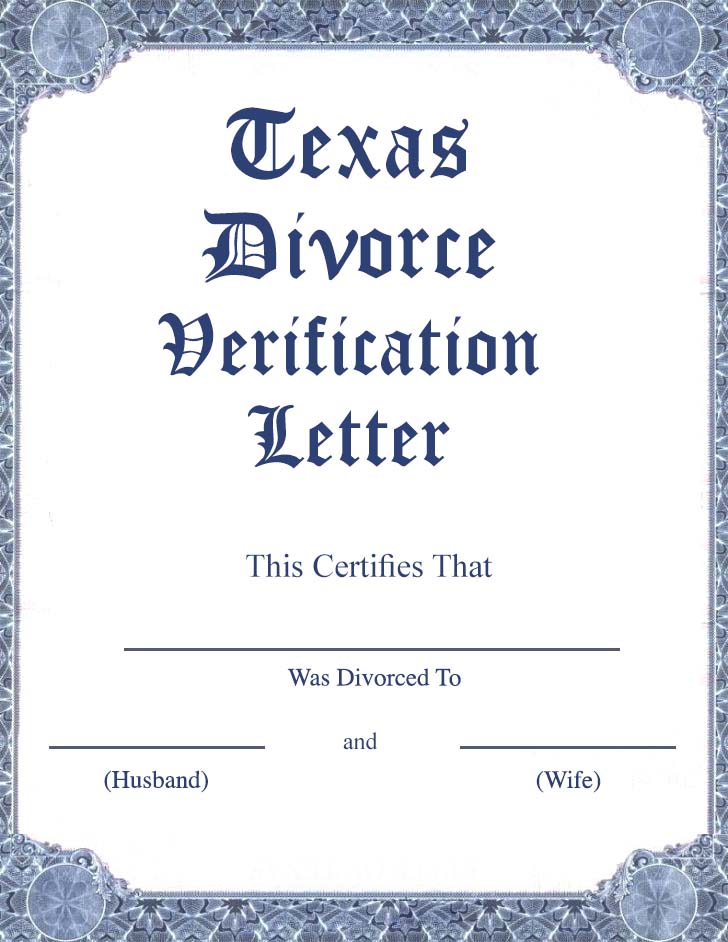Texas Divorce Verification Letter